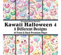 Scrapbook Paper - 20 Front and Back Premium Color Pages: Kawaii Halloween 4 Pastel Kitty Candy and Sweets - 8.5"x8.5"