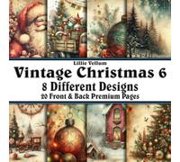 Scrapbook Paper - 20 Front and Back Premium Color Pages: Vintage Christmas 6 - Antique Aged Parchment Santa Snowman Tree Village - 8.5"x8.5"