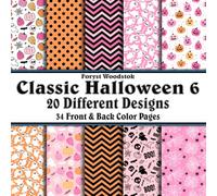 Scrapbook Paper - 34 Front and Back Full Color Sheets: Classic Halloween 6 Pink and Orange Textures - Ghost Pumpkin Spider Skeleton - 8.5"x8.5"
