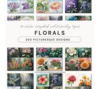 Scrapbook Paper Pad - Flower Power Collection: 200 Florals | 50 Sheets of Decorative Paper for Junk Journals, Scrapbooks, Art DIY Craft Projects | 8.5 x 8.5