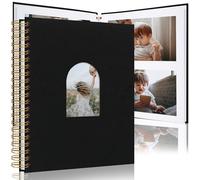 Scrapbook Photo Album Linen Cover, Hardcover Kraft White Pages Memory Book, for Travel Wedding Guest Book Christmas Baby Shower Black 28 Centimeter 40 Pages