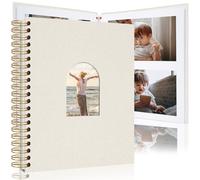 Scrapbook Photo Album Linen Cover, Hardcover Kraft White Pages Memory Book, for Travel Wedding Guest Book Christmas Baby Shower Beige 28 Centimeter 40 Pages