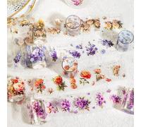 Scrapbook Stickers, 4 rollos de pegatinas de flores transparentes PET Scrapbooking Pegatinas, pegatinas de flores, mariposas y flores para manualidades, álbum de fotos, diario, scrapbooking, equipaje,