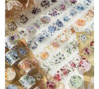 Scrapbook Stickers, 6 rollos de pegatinas de flores transparentes PET Scrapbooking Pegatinas, pegatinas de flores, mariposas y flores para manualidades, álbum de fotos, diario, scrapbooking, equipaje,