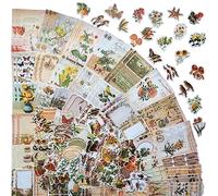 Scrapbook Vintage Pegatinas, 200 piezas decorativas pegatinas vintage de papel, pegatinas estéticas naturales para álbum de recortes, diario de etiquetas, pulgas, artesanía.