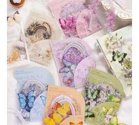 Scrapbook Zubehör Stickers 120 pcs für Bullet Journal,Aesthetic Sticker Set PET Blumenstrauß, Schmetterling Scrapbooking Sticker Deko für Photo Album,Journaling Laptops, Crafts DIY