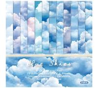 Scrapbooking Decor Papel Cartulina Papel Pad, Cartulina estampada de un solo lado, 6 x 6 pulgadas, 24 hojas, cielo azul, nubes blancas, 160 g/m², for hacer tarjetas de fondo de álbumes de fotos