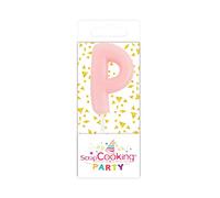 Scrapcooking 0575 - Vela pequeña en forma de P rosa para tarta de cumpleaños, 3,5 cm de alto en parafina