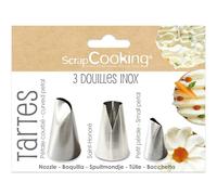 ScrapCooking 1836 - Juego de 3 boquillas para tartas de acero inoxidable de calidad profesional con puntas de bolsillo para tartas, decoración de tartas de postre
