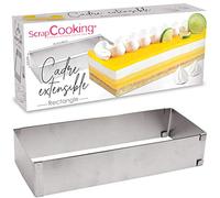 ScrapCooking 1916 Marco de repostería Extensible de Acero Inoxidable - Molde Rectangular de Longitud Ajustable de 25 a 48 cm - para Tartas, postres - Accesorio de pastelería, Plata