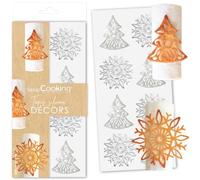 ScrapCooking 1970 - Alfombra de silicona con decoración de troncos navideños, 28,3 x 18 cm, calidad profesional, decoración pastelera, postre, pastel, original, color blanco