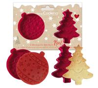 ScrapCooking - 2 Cortadores con Expulsores Navidad, diseño de árbol y bola de Navidad, troqueladores de galletas en 3D - 2145