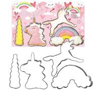 ScrapCooking 2088 - Cortador de galletas de acero inoxidable con 4 moldes de unicornio para pequeños pasteles