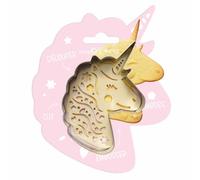 ScrapCooking 2094 - Kit de cortadora y embosador de madera unicornio de acero inoxidable para galletas en relieve, molde de accesorios pastelería con mantequilla