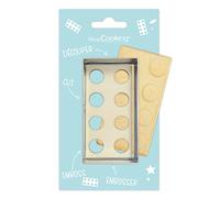 ScrapCooking 2096 - Juego de cortadora y embosador de madera de ladrillo, acero inoxidable para galletas en relieve, molde de accesorios pastelería con chorro de arena para juego de juguete de