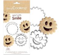 ScrapCooking 2112 - Moldes para Galletas Smile - 2 cortadores de galletas de acero inoxidable, diseño de sonrisa para tartas pequeñas, tartas de mantequilla, chocolate, accesorios de pastelería