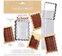 ScrapCooking 2113 - Kit de galletas "School ", cortador de acero inoxidable y molde para tabletas de chocolate, kit de moldes para galletas pequeñas y mantequilla, accesorios para repostería infantil