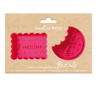 ScrapCooking 2146 - Juego de 2 cortadores de galletas con eyectores de galletas en 3D