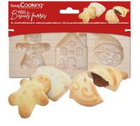 ScrapCooking 2152 - Molde para galletas con relleno de Navidad, molde de madera para tartas de chocolate, mermelada de frutas, pasta de untar, muñeco de pan de jengibre de Papá Noel