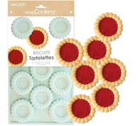 ScrapCooking 3183 - Molde de silicona para 11 tartaletes - Molde para galletas y congeladores - Pastelería infantil - Herramienta flexible - Receta para tartas de fresa - Verde agua