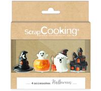 4 Decoraciones Pastel Halloween - Bruja, Fantasma, Mansión Embrujada, Calabaza - Decoraciones Pastelería Accesorios - 4943