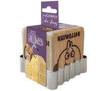 ScrapCooking 5298 - Sello de madera con diseño de Halloween, con 1 cortador de galletas y cubos con 5 caras grabadas en relieve, molde de decoración mágica, cumpleaños