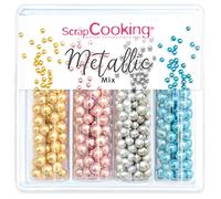 ScrapCooking 7518 Metallic Mix 64g - Decoraciones comestibles dulces para tartas (oro, rosa, azul, plata