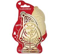 ScrapCooking - Cortador y Estampador de Madera Papá Noel - Molde de Galletas Navideñas de Acero Inoxidable para Relieve - Accesorio de Repostería - Pastas, Idea de Regalo de Cocina Xmas - 2079