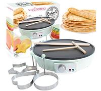 ScrapCooking - Crepera XXL Electrica - Crepes Factory - Máquina Crepes - Con Placa Caliente Antiadherente, Rastrillo, Espátula y 3 Moldes para Crepe Art - Verde - 3899