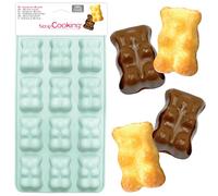 ScrapCooking - Molde de Silicona Ositos - 12 Formas para Osos de Malvavisco, Chocolate y Pasteles - Utensilio Flexible para Pastelería - Apto para Horno y Congelador - Verde Agua - 6723