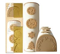 ScrapCooking - Molde de Silicona para Tronco Navideño - Decoraciones e Insertos - 32 × 11 cm - motivos de árboles y copos de nieve - para postres y dulces de Navidad - color dorado