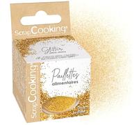 ScrapCooking - Paillettes Alimentaires Dorées 5 g - Pour Pâtisseries & Cocktails - Décoration Alimentaire Comestible - Poudre Or - Sprinkles Cuisine, Boissons - Anniversaire Noël - 4124