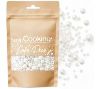 ScrapCooking - Perles Nacrées 60 g - Décorations Alimentaires Pâtisserie - Décors Sucrés Comestibles - Boules Sprinkles - Pour Desserts, Gâteaux, Bûches - Noël, Anniversaire - Blanc - 7470