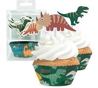 ScrapCooking - Set de 24 cajas y toppers para cupcakes, tema Dino - Decoraciones para pastelería, postres, pasteles, galletas, cumpleaños - Cake Design