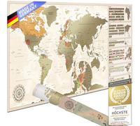 Scrape Off World Map Gold - XXL Mapa del mundo free scratch 82 x 45 cm - scratch map deluxe wall mural (Vintage clásica (Inglés))