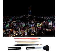 Scratch Art for Adults & Teens, Citys cape Engraving Kit with Travel Landmarks | Stress Relief, Scratch Off Paper Painting, Scratchart Kit Ornaments, Colorful Sketches Rainbow ScratchArt (Seoul)