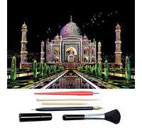 Scratch Art for Adults & Teens, Citys cape Engraving Kit with Travel Landmarks | Stress Relief, Scratch Off Paper Painting, Scratchart Kit Ornaments, Colorful Sketches Rainbow ScratchArt (Taj Mahal)