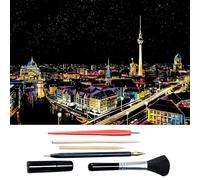 Scratch Art for Adults & Teens, Citys cape Engraving Kit with Travel Landmarks | Stress Relief, Scratch Off Paper Painting, Scratchart Kit Ornaments, Colorful Sketches Rainbow ScratchArt (Berlin)