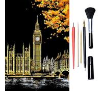 Scratch Art for Adults & Teens, Citys cape Engraving Kit with Travel Landmarks | Stress Relief, Scratch Off Paper Painting, Scratchart Kit Ornaments, Colorful Sketches Rainbow ScratchArt (Big Ben)