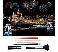 Scratch Art for Adults & Teens, Citys cape Engraving Kit with Travel Landmarks | Stress Relief, Scratch Off Paper Painting, Scratchart Kit Ornaments, Colorful Sketches Rainbow ScratchArt (Budapest)