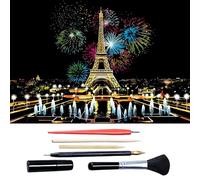 Scratch Art for Adults & Teens, Citys cape Engraving Kit with Travel Landmarks | Stress Relief, Scratch Off Paper Painting, Scratchart Kit Ornaments, Colorful Sketches Rainbow ScratchArt (Paris)