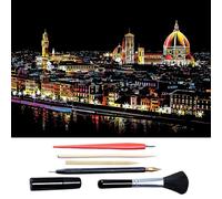 Scratch Art for Adults & Teens, Citys cape Engraving Kit with Travel Landmarks | Stress Relief, Scratch Off Paper Painting, Scratchart Kit Ornaments, Colorful Sketches Rainbow ScratchArt (Florence)
