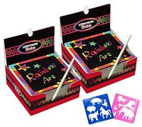 Scratch Art Paper 200 Hojas con 10 Plantillas Dibujos 2 Lápices Azules, Manualidades Rascar Rainbow Mini Bloc de Notas Mágico para Pascua Halloween Navidad Fiesta Cumpleaños Regalo (básico)