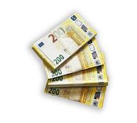 Scratch Cash Micro 200 euros, 25 x 4 mazos - 100 billetes para jugar de tamaño 3 x 1,6 cm. dinero para muñecas
