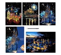 Scratchboard Art Kit, Magic Scratch Paper Pad, Creative Drawing Sheets, Interactive Clutter Unbound A3 Pages, Vibrant Reveal Colors, Indoor Handmade Activity for Kids and Adults 16.34x11.61 Inches