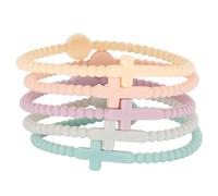 SCRDPRAD Coloridas pulseras de silicona apilables con cruz de goma, ligeras, inspiradoras, cristianas, católicas, religiosas, protección de oración, joyería de amistad para mujeres, niñas y niños, 3