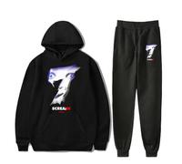 Scream 7 Movie Ghostface - Conjunto de sudadera con capucha de terror unisex de miedo y pantalones para Halloween, Negro, 3XL
