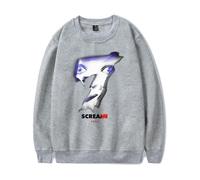 Scream 7 Movie Ghostface - Sudadera unisex con cuello redondo, diseño de película de terror, vintage, con gráfico aterrador para Halloween, gris, L