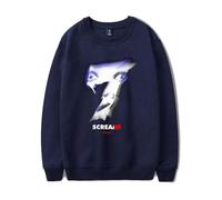 Scream 7 Movie Ghostface - Sudadera unisex con cuello redondo, diseño de película de terror, vintage, con gráfico aterrador para Halloween, azul marino, XS