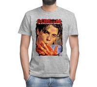Scream Movie Billy Loomis Skeet Ulrich Camiseta Gris Clásica de Hombre con Cuello Redondo y Manga Corta Medium